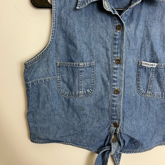 Vintage Jordache Cropped Denim Vest Sz L - Picture 4 of 7
